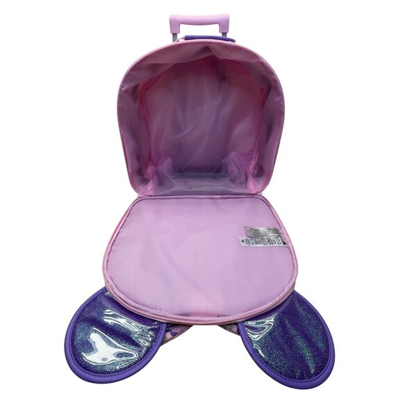 Disney Kids Purple & Pink Sparkling Minnie Mouse Rolling Luggage Size M - Picture 8 of 9